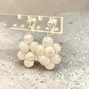 Vintage Sarah Coventry Cluster Bead Statement Earrings Silver Clip Ons